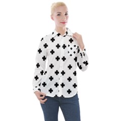 Swiss Cross Pattern Women s Long Sleeve Pocket Shirt