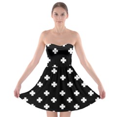 Swiss Cross Pattern Strapless Bra Top Dress by Valentinaart