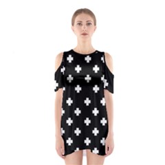 Swiss Cross Pattern Shoulder Cutout One Piece Dress by Valentinaart