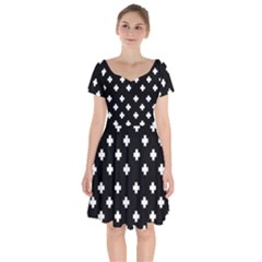 Swiss Cross Pattern Short Sleeve Bardot Dress by Valentinaart