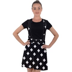 Swiss Cross Pattern Velvet Suspender Skater Skirt