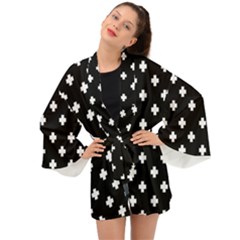 Swiss Cross Pattern Long Sleeve Kimono