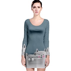 Cute Cats Long Sleeve Bodycon Dress by Valentinaart