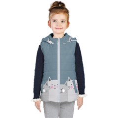 Cute Cats Kids  Hooded Puffer Vest by Valentinaart