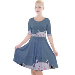 Cute Cats Quarter Sleeve A-line Dress by Valentinaart