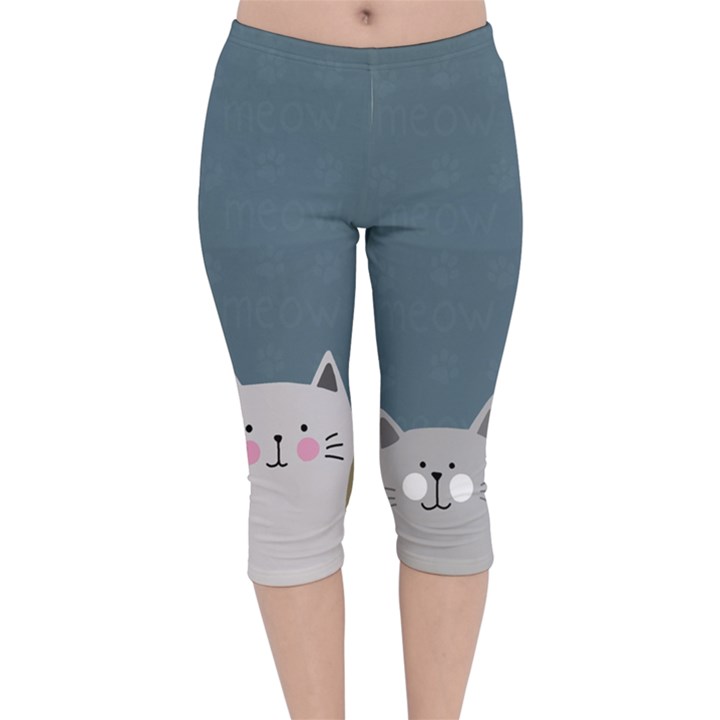 Cute Cats Velvet Capri Leggings 