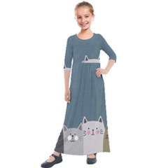 Cute Cats Kids  Quarter Sleeve Maxi Dress by Valentinaart