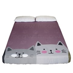 Cute Cats Fitted Sheet (queen Size) by Valentinaart