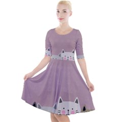 Cute Cats Quarter Sleeve A-line Dress by Valentinaart