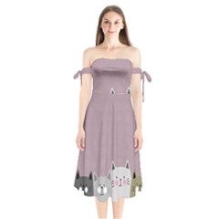 Cute Cats Shoulder Tie Bardot Midi Dress by Valentinaart