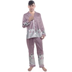 Cute Cats Men s Satin Pajamas Long Pants Set by Valentinaart