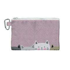 Cute Cats Canvas Cosmetic Bag (medium) by Valentinaart