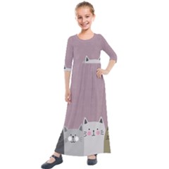 Cute Cats Kids  Quarter Sleeve Maxi Dress by Valentinaart