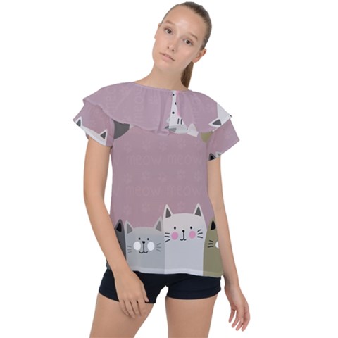 Cute Cats Ruffle Collar Chiffon Blouse by Valentinaart