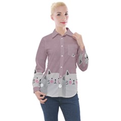 Cute Cats Women s Long Sleeve Pocket Shirt