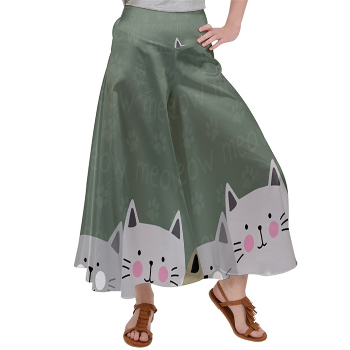 Cute Cats Satin Palazzo Pants