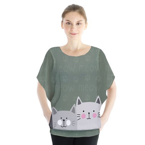 Cute Cats Batwing Chiffon Blouse by Valentinaart