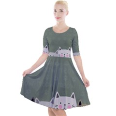 Cute Cats Quarter Sleeve A-line Dress by Valentinaart