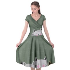 Cute Cats Cap Sleeve Wrap Front Dress by Valentinaart