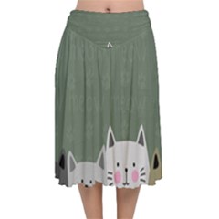 Cute Cats Velvet Flared Midi Skirt by Valentinaart