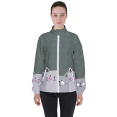 Cute Cats Women s High Neck Windbreaker by Valentinaart