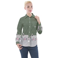 Cute Cats Women s Long Sleeve Pocket Shirt