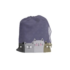 Cute Cats Drawstring Pouch (medium) by Valentinaart