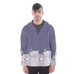 Cute Cats Men s Hooded Windbreaker by Valentinaart