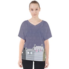 Cute Cats V-neck Dolman Drape Top by Valentinaart