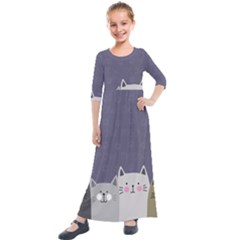 Cute Cats Kids  Quarter Sleeve Maxi Dress by Valentinaart