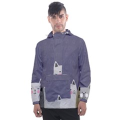 Cute Cats Men s Front Pocket Pullover Windbreaker by Valentinaart