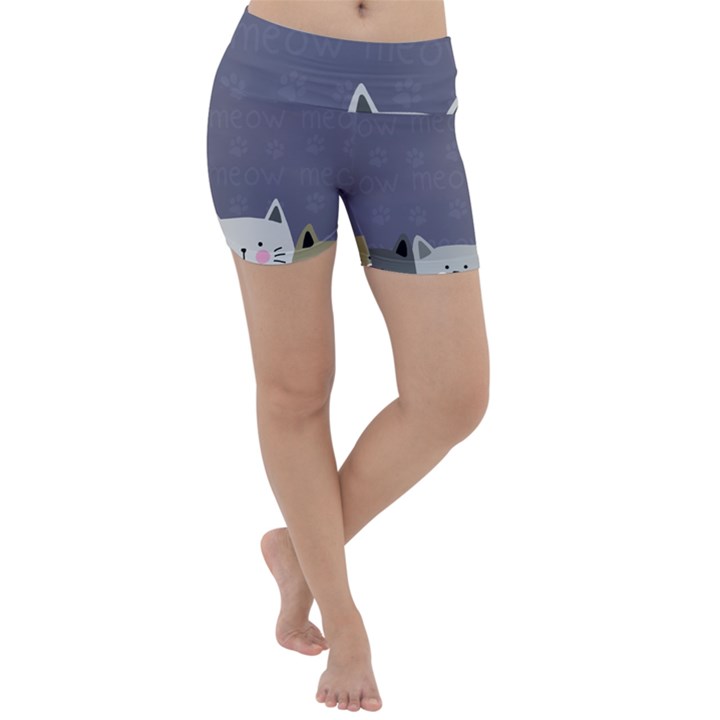 Cute Cats Lightweight Velour Yoga Shorts