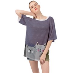 Cute Cats Oversized Chiffon Top