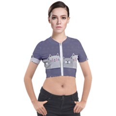 Cute Cats Short Sleeve Cropped Jacket by Valentinaart