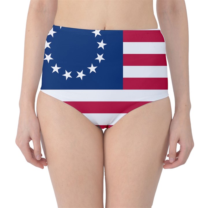 Betsy Ross flag Classic High-Waist Bikini Bottoms