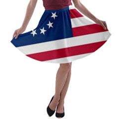 Betsy Ross Flag A-line Skater Skirt by Valentinaart