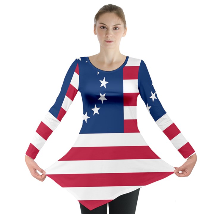 Betsy Ross flag Long Sleeve Tunic 