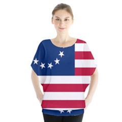 Betsy Ross Flag Batwing Chiffon Blouse