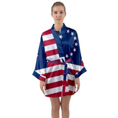 Betsy Ross Flag Long Sleeve Satin Kimono by Valentinaart