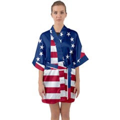 Betsy Ross Flag Half Sleeve Satin Kimono  by Valentinaart