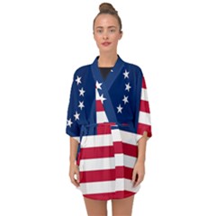 Betsy Ross Flag Half Sleeve Chiffon Kimono by Valentinaart