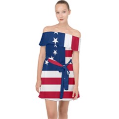 Betsy Ross Flag Off Shoulder Chiffon Dress by Valentinaart