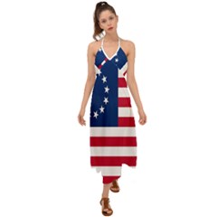 Betsy Ross Flag Halter Tie Back Dress  by Valentinaart