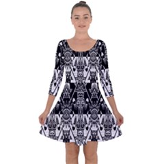 Bw 3 Quarter Sleeve Skater Dress