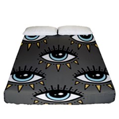 Eyes Pattern Fitted Sheet (queen Size) by Valentinaart