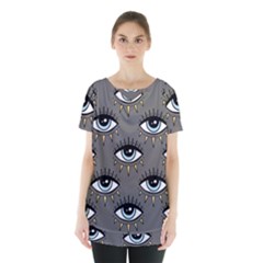 Eyes Pattern Skirt Hem Sports Top by Valentinaart