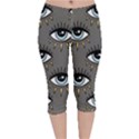 Eyes pattern Velvet Capri Leggings  View1