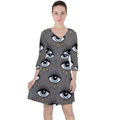 Eyes Pattern Ruffle Dress by Valentinaart