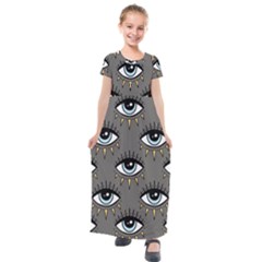 Eyes Pattern Kids  Short Sleeve Maxi Dress by Valentinaart