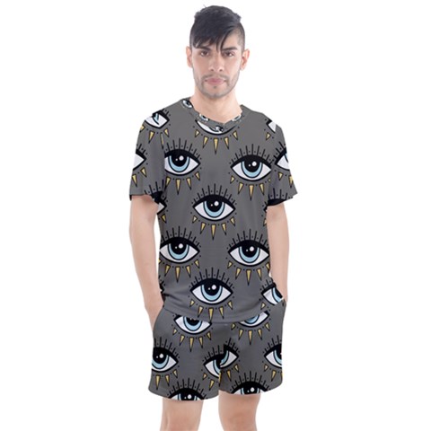 Eyes Pattern Men s Mesh Tee And Shorts Set by Valentinaart